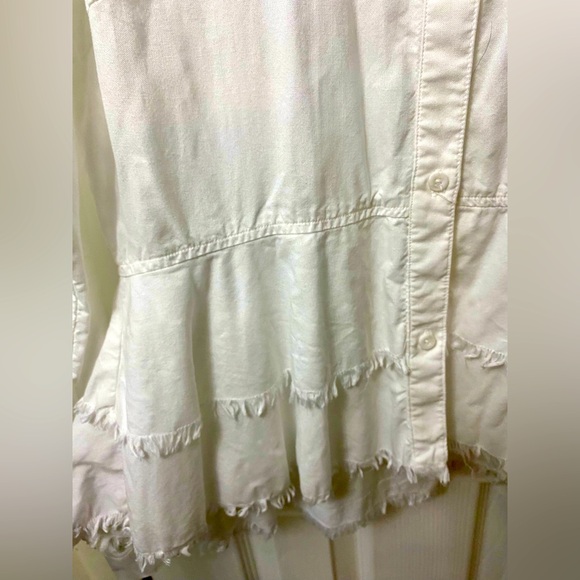 Bella Dahl Layered Peplum Shirt with Raw Hem, White, Small - Picture 4 of 6